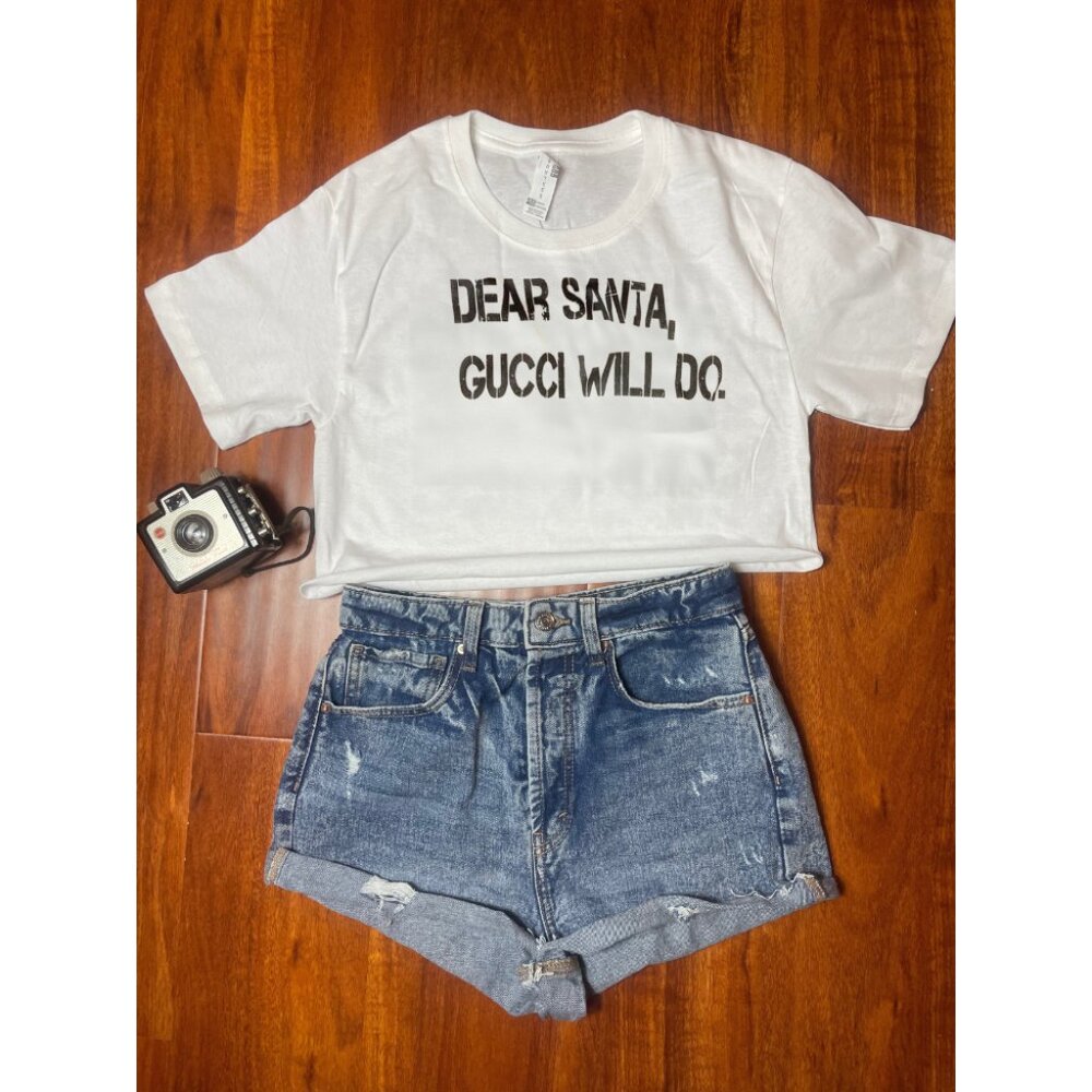Dear Santa, Gucci Will Do White Crop Top